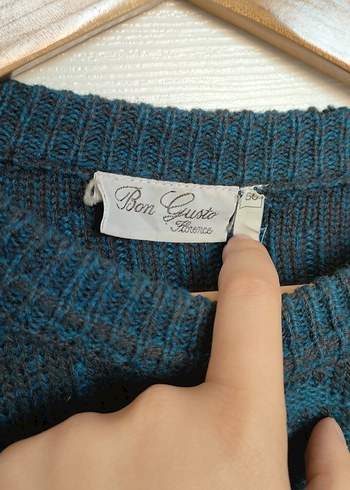 Kadın Mavi Triko Kazak vintage - Görsel 3