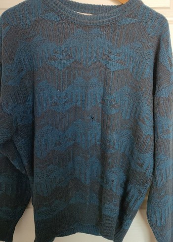 Kadın Mavi Triko Kazak vintage - Görsel 5