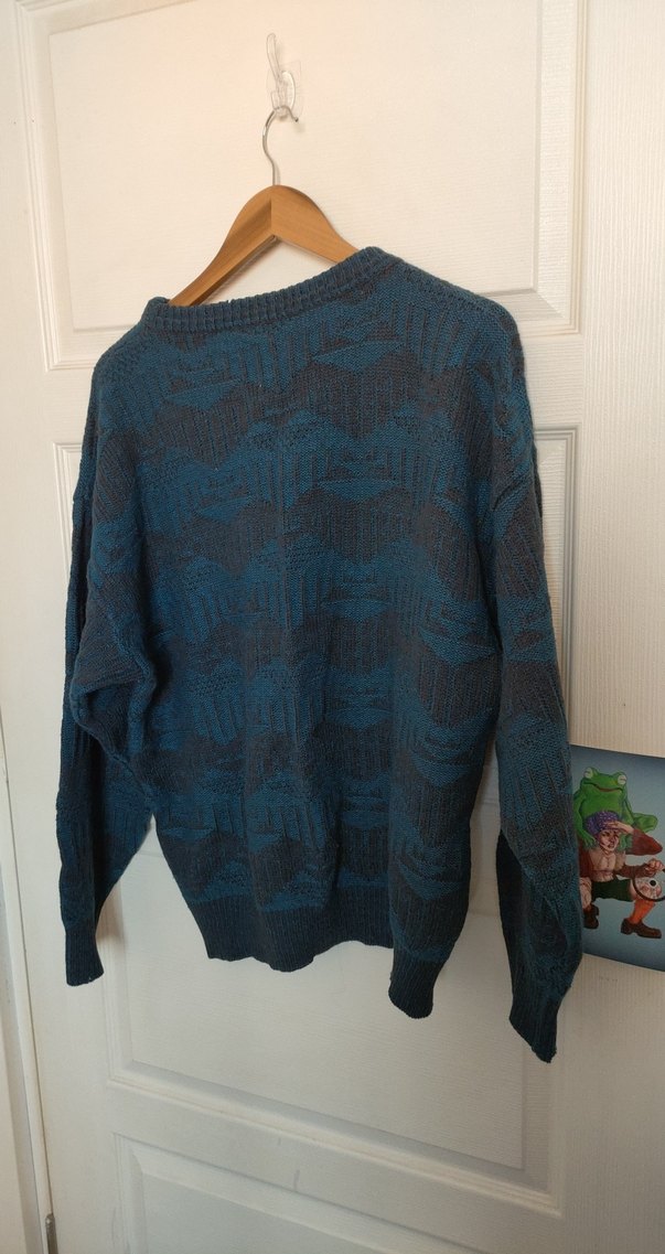 Kadın Mavi Triko Kazak vintage - Görsel 4