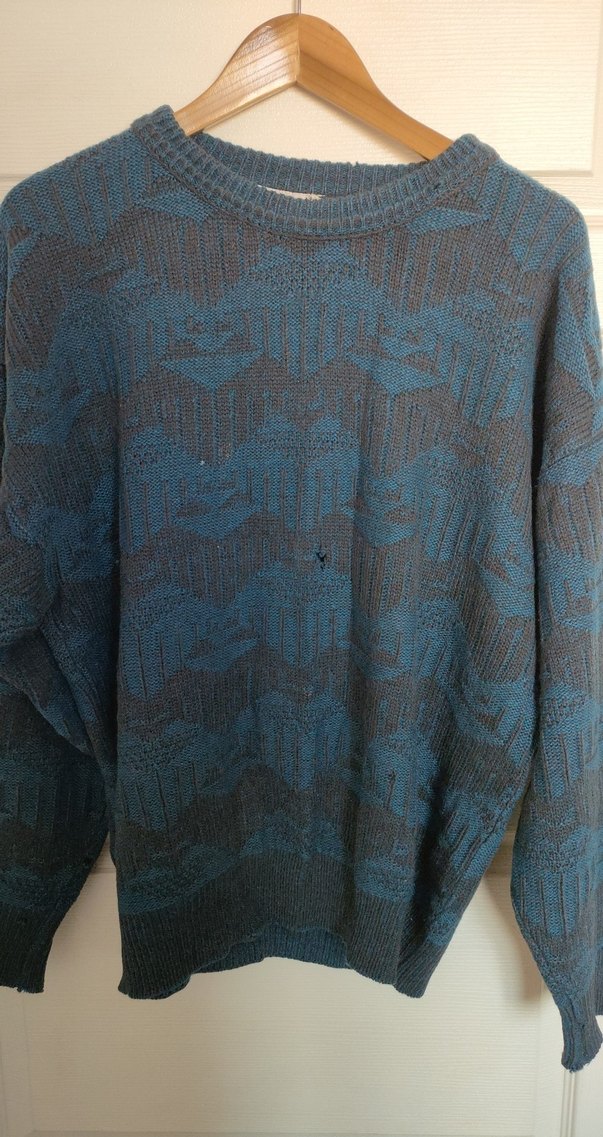 Kadın Mavi Triko Kazak vintage - Görsel 5