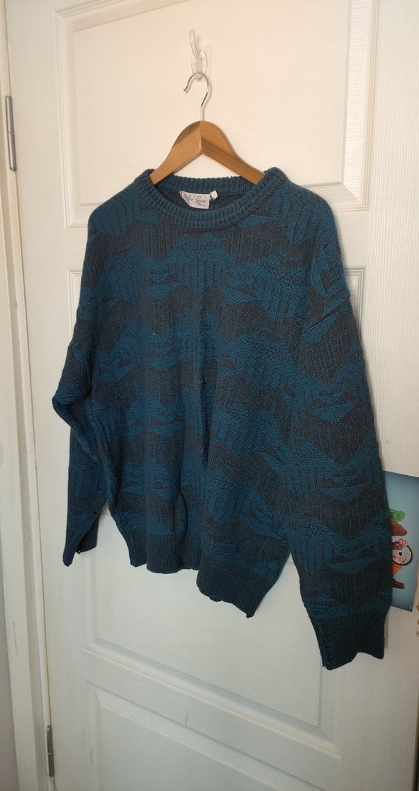 Kadın Mavi Triko Kazak vintage - Görsel 2