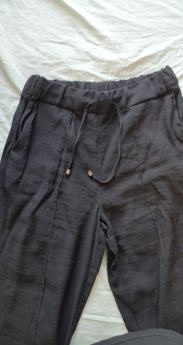 Gri Rahat Kesim Keten Kadın Pantolon - Görsel 3