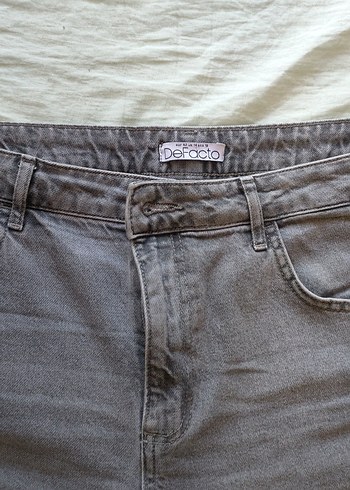 Gri Bol Kesim Denim kadın Pantolon - Görsel 4