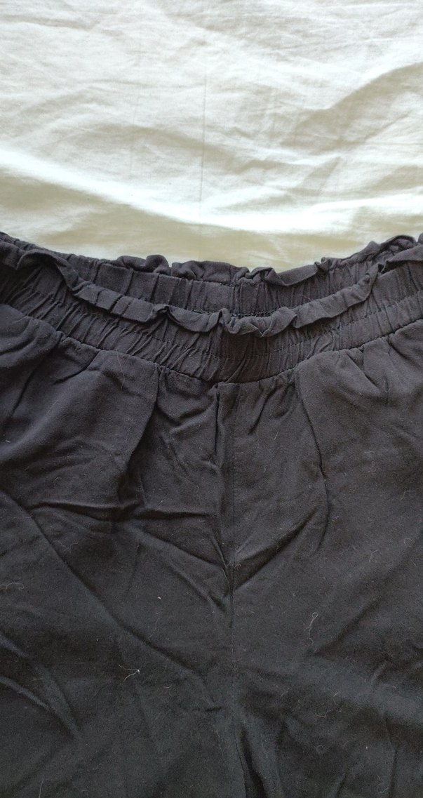 Siyah Midi Hamile Keten Şort - Görsel 3