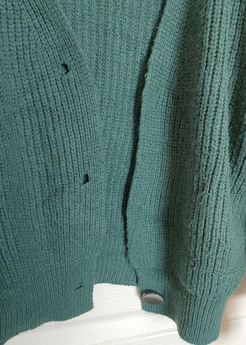 Örgü Yeşil Salaş Kadın Hırka - Görsel 2