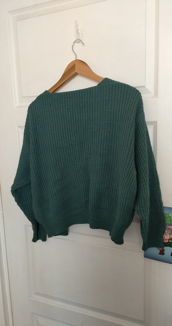 Örgü Yeşil Salaş Kadın Hırka - Görsel 4