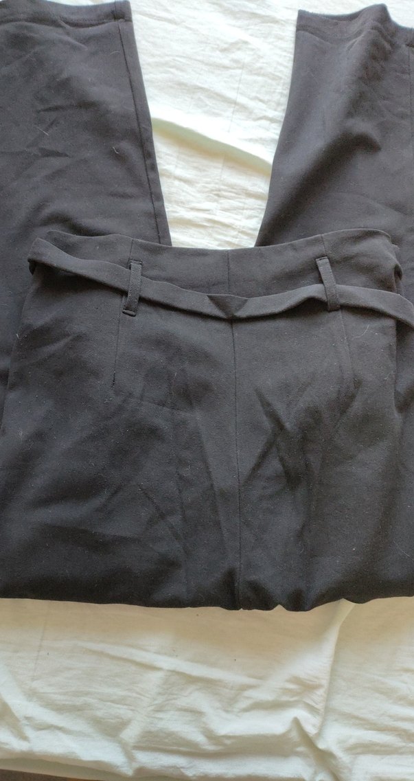 Kadın Siyah Beli Kuşaklı Rahat Kumaş Pantolon - Görsel 3