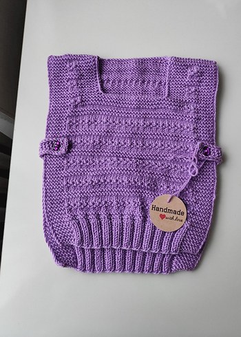 Mor Örgü Süveter kız çocuk - Görsel 2