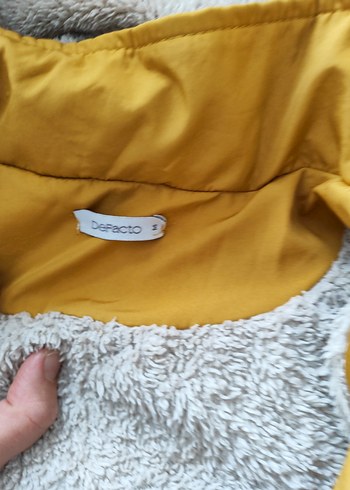 Sarı Midi Kadın Mont Kürklü Kapüşonlu - Görsel 6