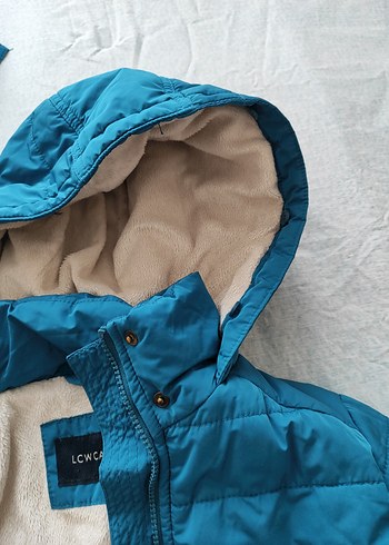 Mavi Kürklü Kadın Kışlık Mont - Görsel 3