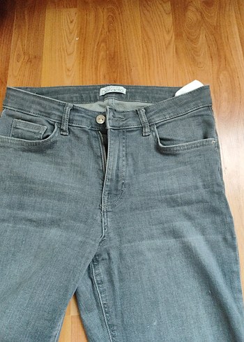 Gri Rahat Kesim Midi Denim Kadın Jean - Görsel 2