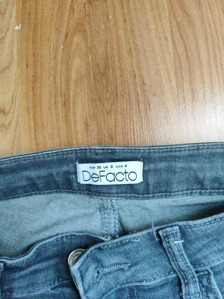 Gri Rahat Kesim Midi Denim Kadın Jean - Görsel 4