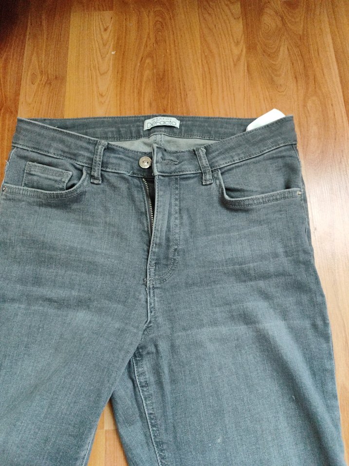 Gri Rahat Kesim Midi Denim Kadın Jean - Görsel 2