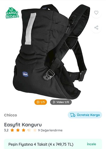 Chicco Siyah ana kucağı / Bebek Taşıyıcı kanguru - Görsel 5