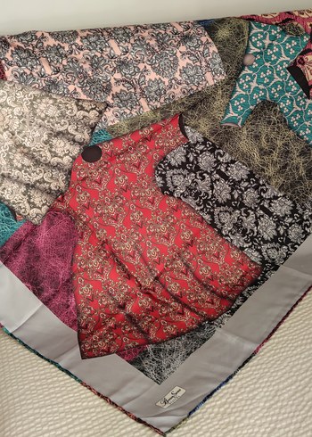 Kaftan desenli sanatsal motifli eşarp - Görsel 3