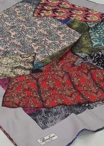 Kaftan desenli sanatsal motifli eşarp - Görsel 4