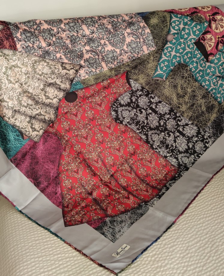 Kaftan desenli sanatsal motifli eşarp - Görsel 3