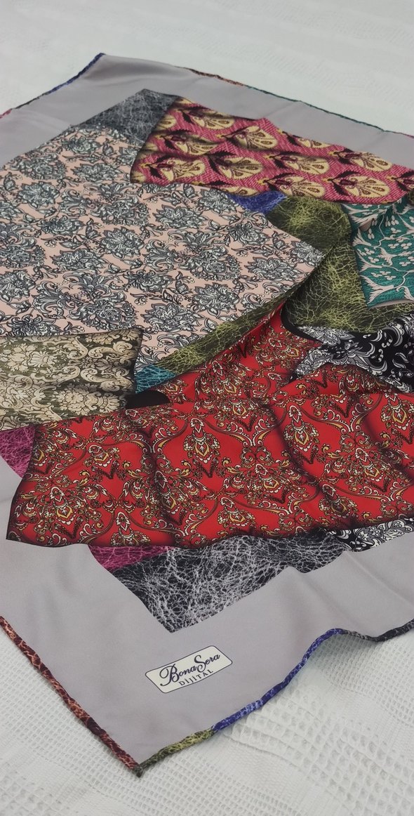 Kaftan desenli sanatsal motifli eşarp - Görsel 4