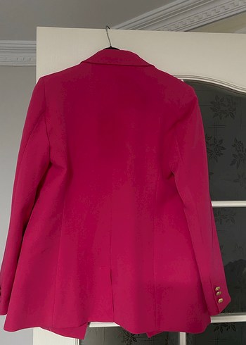 Düğmeli Pembe Kadın Midi Blazer - Görsel 2
