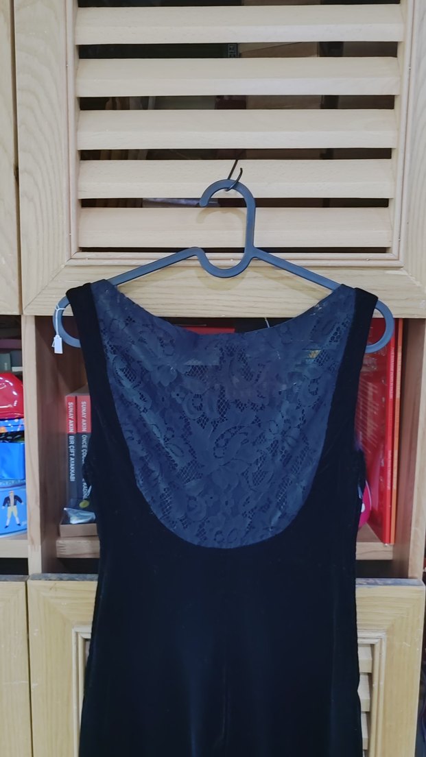 Siyah Drapeli Uzun Kadın Elbise - Görsel 3