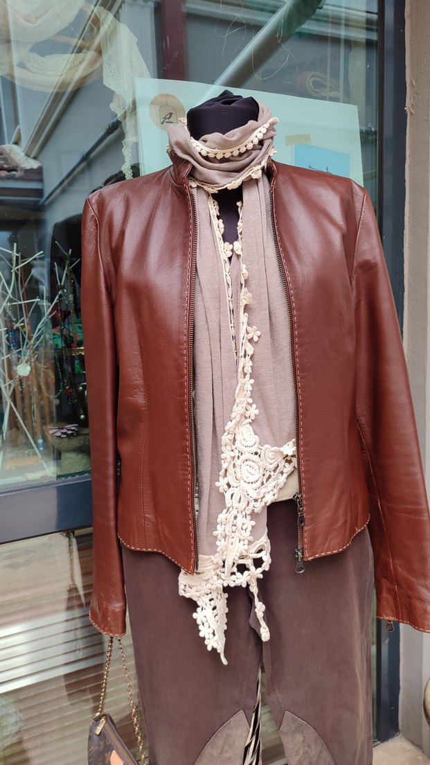 Desa Kahverengi Deri Kadın Ceket - Görsel 2