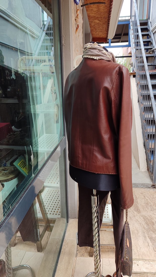 Desa Kahverengi Deri Kadın Ceket - Görsel 4