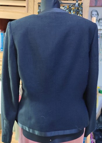 VİNTAGE SİYAH YÜN CEKET - Görsel 4