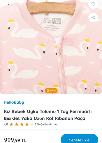 3 Yaş Beden HelloBaby Kız Bebek Uzun Kollu Pembe Uyku Tulumu