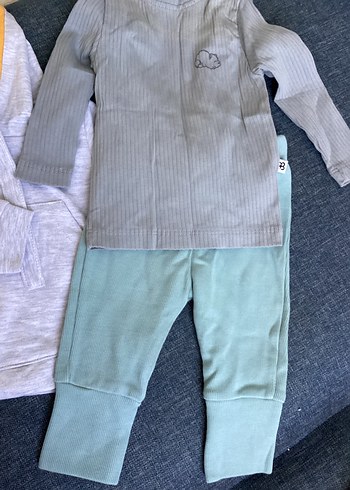 Gri Bebek Erkek Uzun Kollu Pamuklu Takım - Görsel 3