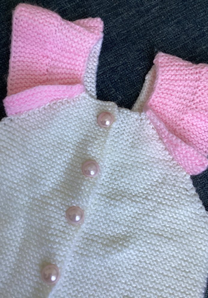 Kız Çocuk Pembe-Beyaz Örgü Kolsuz Üst - Görsel 2