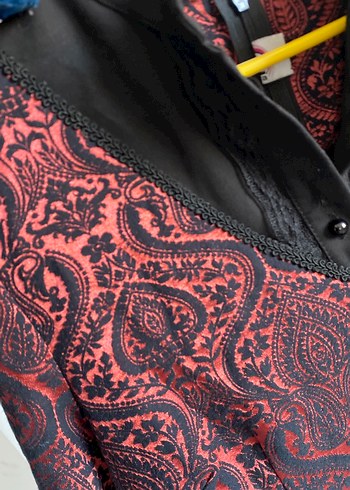 Bordo Desenli Tesettür Uzun Kollu Kadın Elbise - Görsel 4