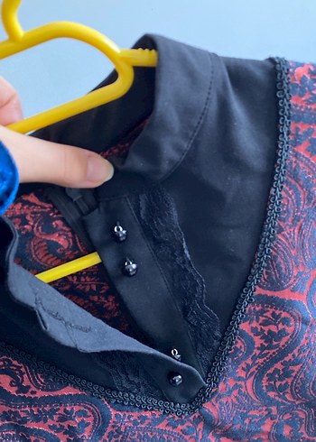 Bordo Desenli Tesettür Uzun Kollu Kadın Elbise - Görsel 5