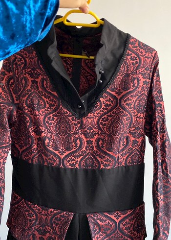 Bordo Desenli Tesettür Uzun Kollu Kadın Elbise - Görsel 2