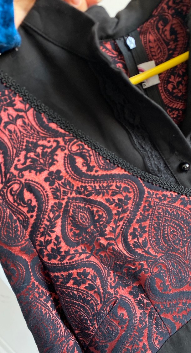 Bordo Desenli Tesettür Uzun Kollu Kadın Elbise - Görsel 4