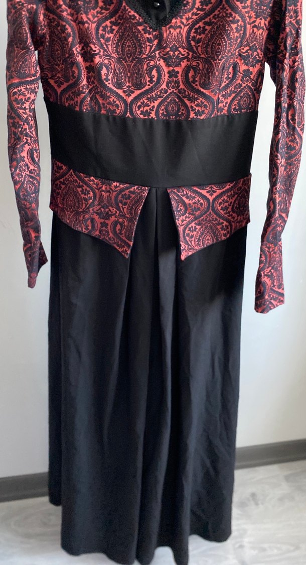 Bordo Desenli Tesettür Uzun Kollu Kadın Elbise - Görsel 3