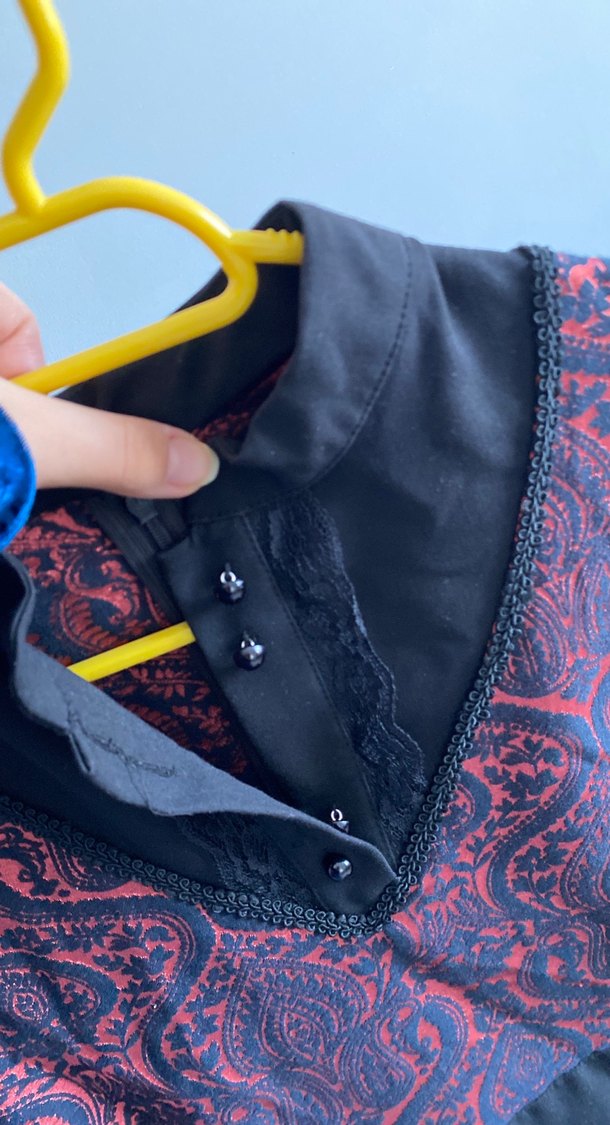 Bordo Desenli Tesettür Uzun Kollu Kadın Elbise - Görsel 5