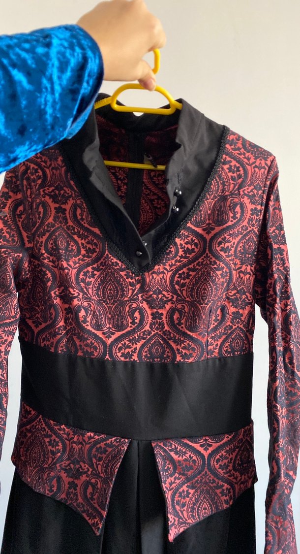 Bordo Desenli Tesettür Uzun Kollu Kadın Elbise - Görsel 2