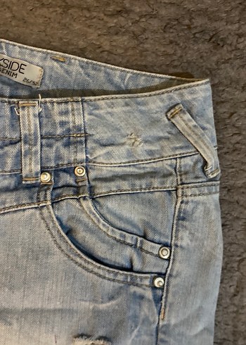 düşük bel Düğmeli Bol Kesim Kadın Kot Pantolon - Görsel 3