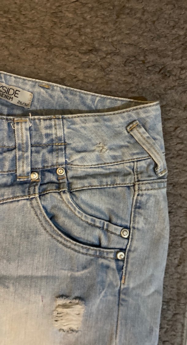 düşük bel Düğmeli Bol Kesim Kadın Kot Pantolon - Görsel 3