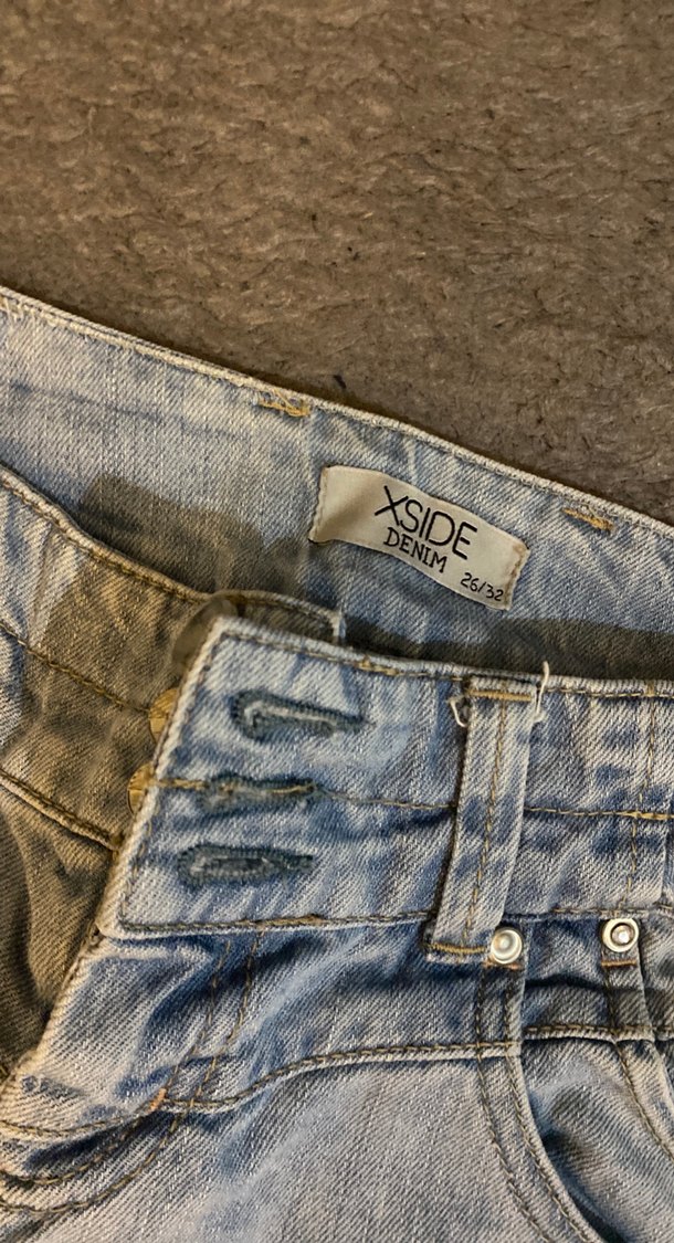 düşük bel Düğmeli Bol Kesim Kadın Kot Pantolon - Görsel 4