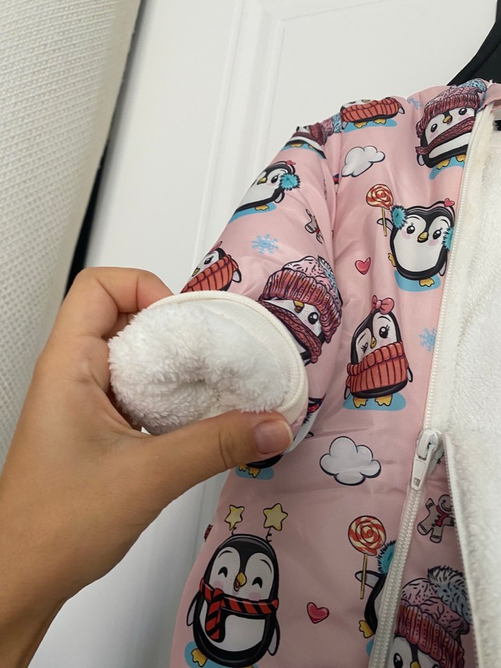 Renkli Baskılı Polarlı Bebek Kız Tulum Mont - Görsel 4