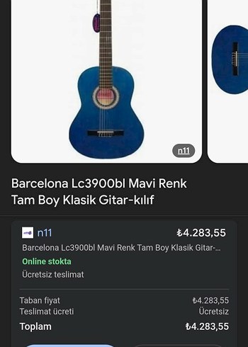 Parlak Mavi Klasik Gitar - Görsel 3