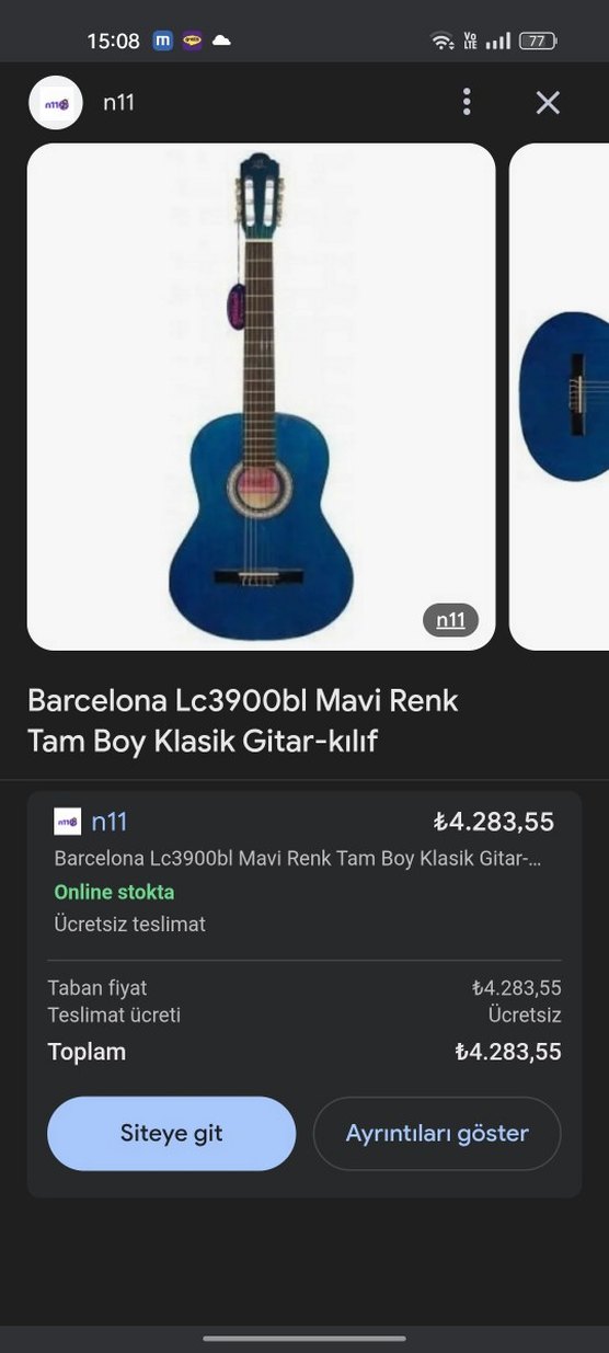 Parlak Mavi Klasik Gitar - Görsel 3