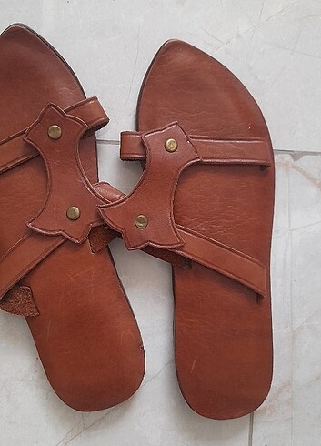 Hakiki deri bodrum sandalet . Terlik 38