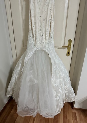 V Yaka Beyaz Denizkızı Gelinlik - Görsel 4