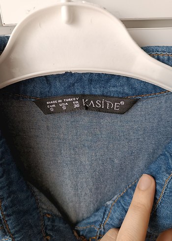 Düğmeli Kadın Mavi Denim elbise - Görsel 5