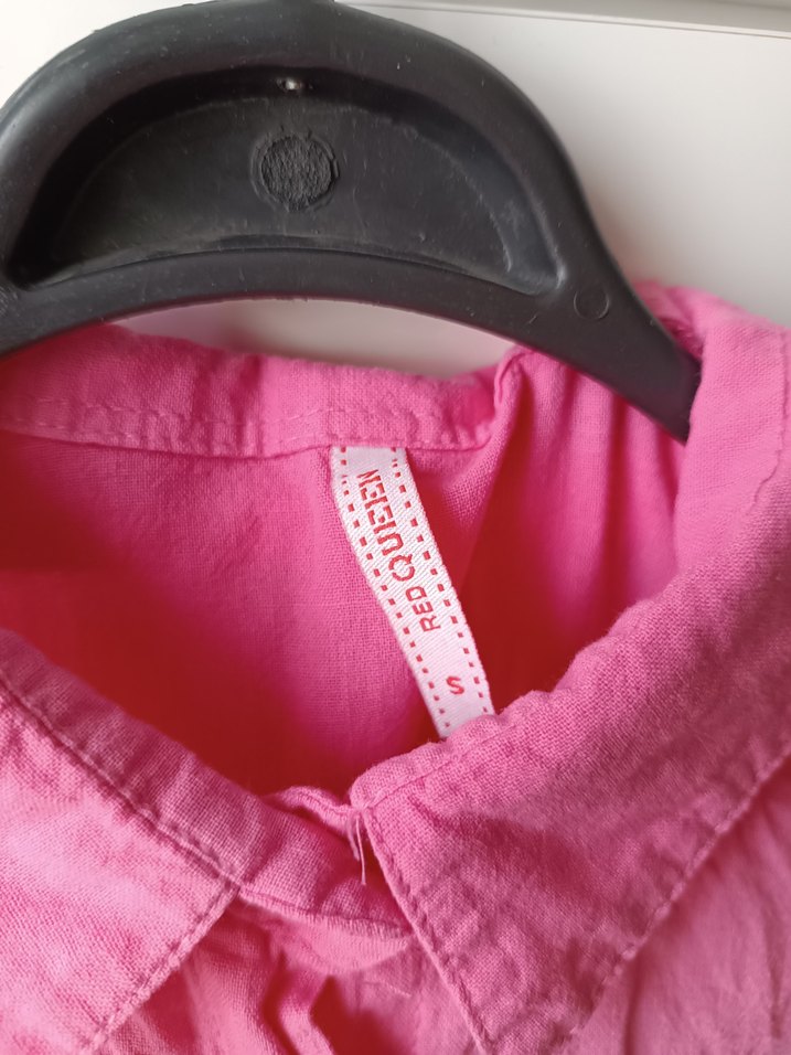 Pembe Keten Düğmeli Kadın Gömlek - Görsel 4