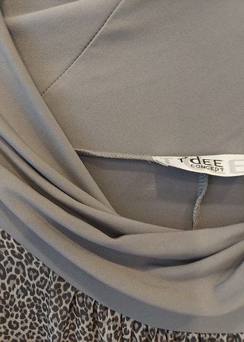 GRI TONLARINDA LEOPAR DESEN SALAS ŞİFON ELBİSE - Görsel 2