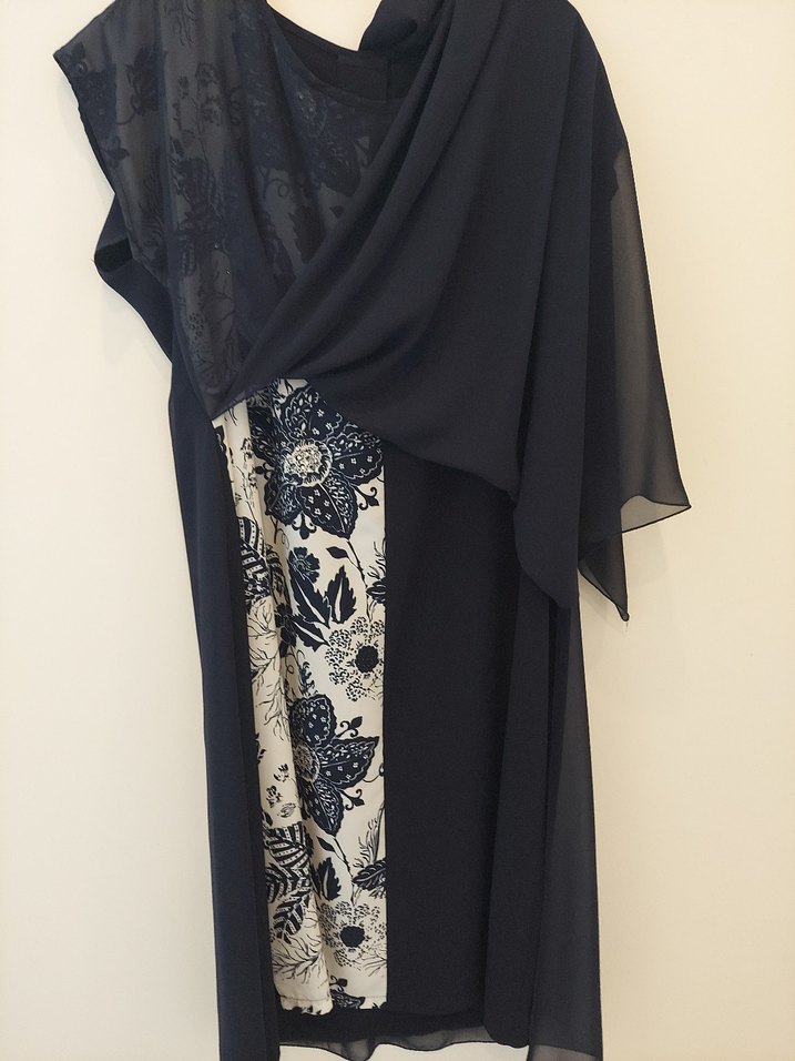 % 100 VISCON ABIYE LACİVERTLI ELBİSE 4 BEDEN - Görsel 4