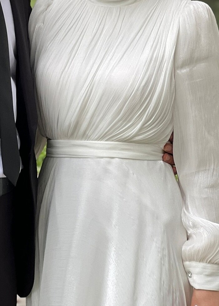 Beyaz tesettür nikah abiyesi - Görsel 2